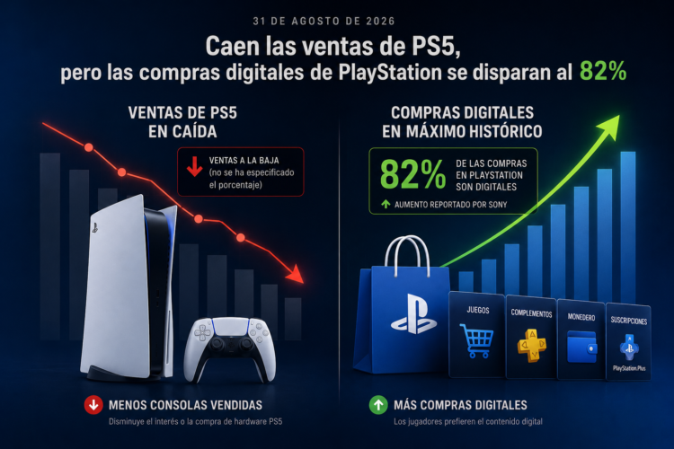 Caen las ventas de PS5, pero las compras digitales de PlayStation se disparan al 82%